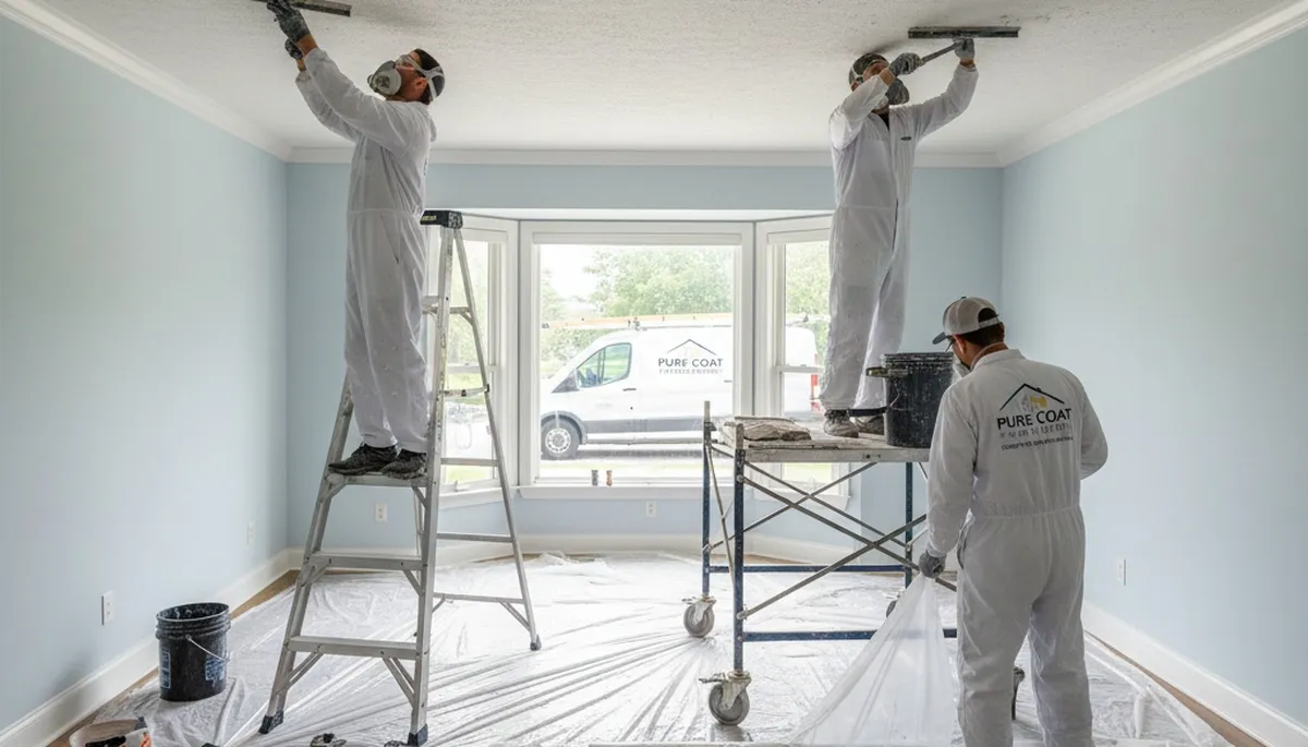Professional popcorn ceiling removal in Durham NC for smooth modern home interiors