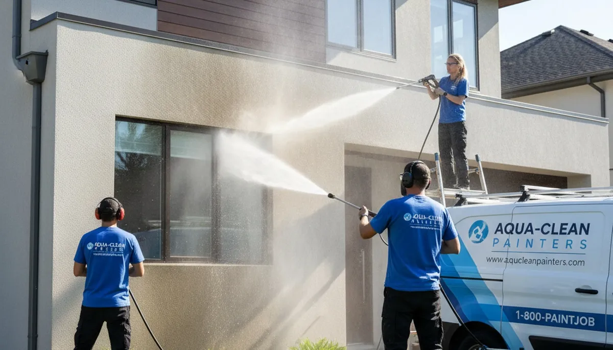 Professional pressure cleaning a Durham, NC home exterior for expert surface restoration