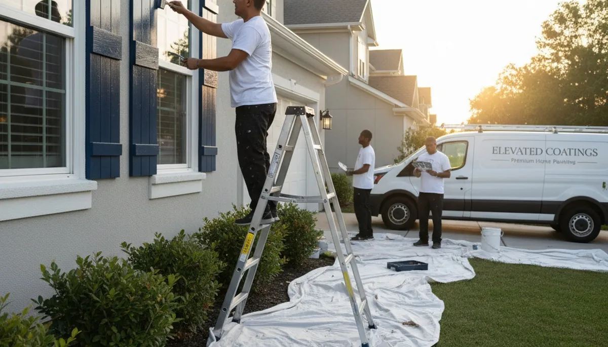 Professional shutter painting on Durham, NC home exterior by expert local painters